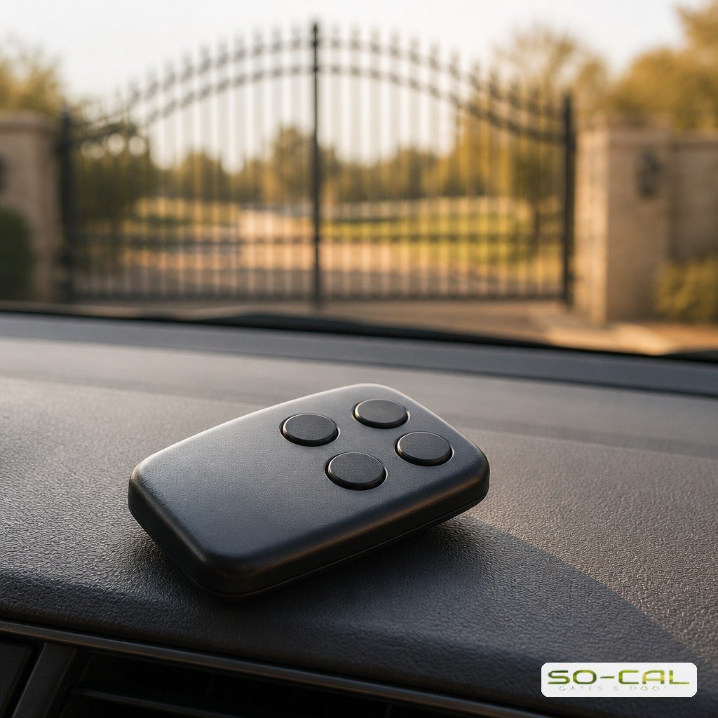 Remote control used for a garage door and gate on one property